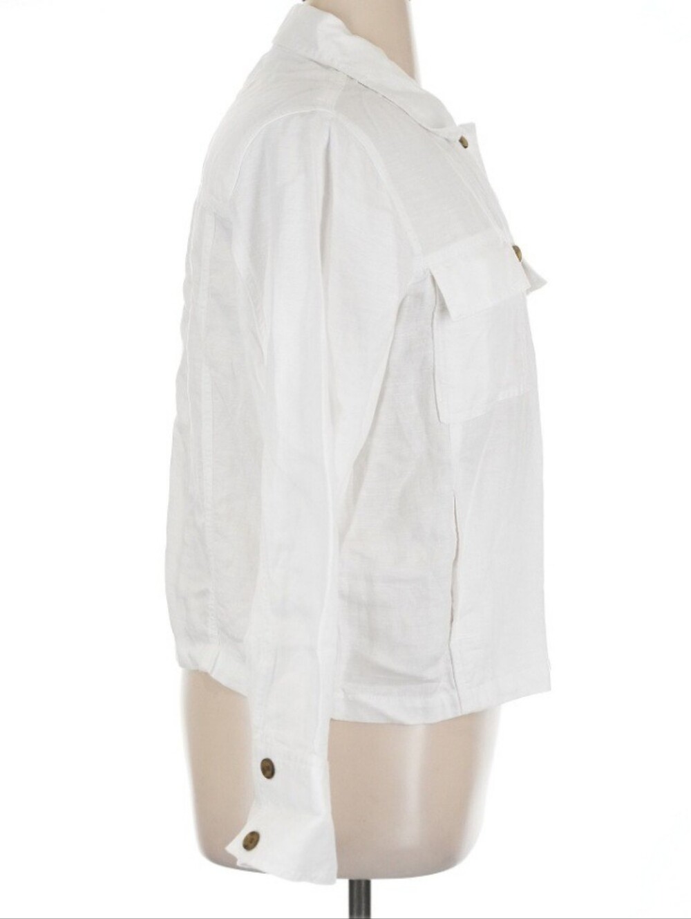 Nicole Miller White Linen Button Down Lightweight Crop Jacket Shirt Sz XL EUC - Picture 4 of 7